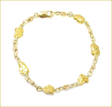 Amazon.com: Diamond2Deal 14k Yellow Gold 7.00mm Nugget Bracelet For Women:  Clothing, Shoes & Jewelry